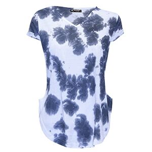 Fashion Star Womens Tie Dye Printed Turn Up Sleeve Casual T-Shirt Top Tie Dye Black M/L (UK 12/14)