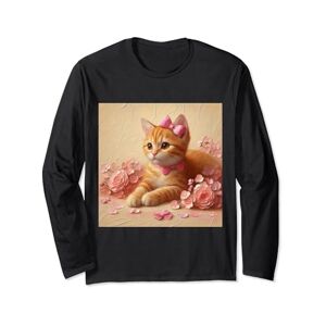 Orange Tabby Cat Pink Bows Gifts Orange Tabby Cat Pink Bows Long Sleeve T-Shirt
