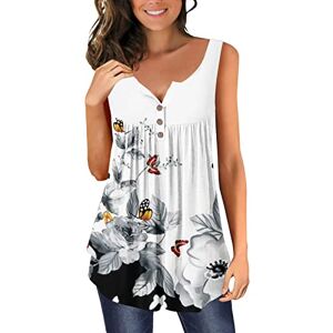 Generic Fit and Flare Shirts for Women Casual Print Sleeveless Button Tank Fahion Ladies Flowy Tunic Tops Comfy Cute Summer Top Blouse Pajama Tee Shirts Women (I-Black, XL)