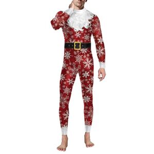 RUNQHUI Adult Fun Christmas Print Bodysuit Mock Neck Zipper Back Long Sleeve Jumpsuit Skinny Catsuit Clubwear Type A S