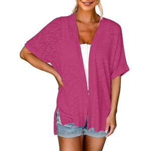 Clodeeu Womens Cardigan Summer Short Sleeve Open Front Casual Loose Cover Ups Tops Solid Color Lightweight Blouse
