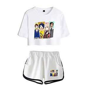 AWANO Wonder Egg Priority Tracksuit Female Two-Piece Set Summer Short Sleeve Crop Top IShorts Fashion Clothing Women Set Funny Suit-color02 XS