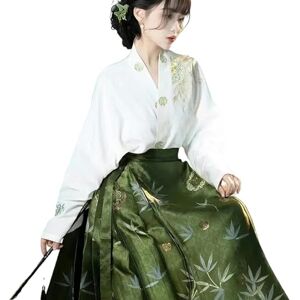 NSLFA Pleated Skirt Original Hanfu Skirt Chinese Style Costume Mamianqun Ming Dynasty Weaving Gold Horse Face Skirt Chinese Dress Vest Skirt-Only White Top-L