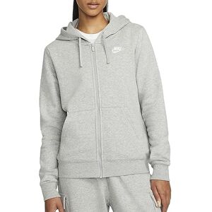 Nike DQ5471-063 W NSW CLUB FLC FZ HOODIE STD Sweatshirt Women's Dk Gray Heather/White Size M