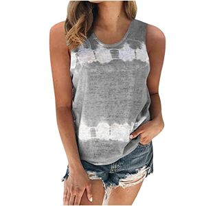HAOLEI Women's Plus Size Loose V-Neck Sleeveless T Shirts Polyester T Shirt Vintage Tie Neck White T Shirts Pullover T-Shirt Ladies Slim-Fit Camisole Tank Vest Top Size 8-16 Gray S