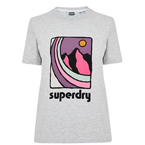Superdry Womens Inspired 90s T-Shirt Regular Fit Crew Neck Grey Marl S