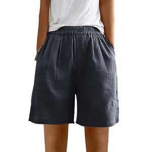 Amhomely Womens Pants Sale Clearance AMhomely Ladies Shorts Cotton Linen Shorts for Women UK Summer Shorts with Pocket Plain Casual Wide Leg Shorts Elastic Waisted Beach Shorts Baggy Gym Shorts Plus Size Cotton Linen Shorts Black L