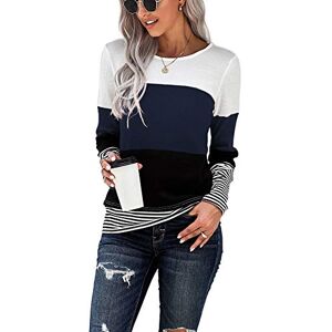 GOLDPKF Jumpers for Women UK Long Sleeve T Shirts Crewneck Tunic Tops Ladies Pullover Jumpers Women's Jumpers Winter Clothes Navy Medium Uk10-12