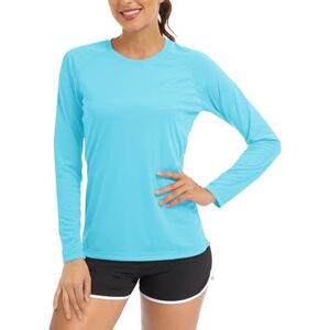 Tacvasen-Eu TACVASEN Womens Sport Top Long Sleeve Summer UV Protection Sun Shirts Casual Tops UPF 50+ Shirt Quick Dry Swimming Top Ice Blue