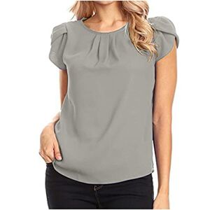 Summer Tops For Women Uk 0424a92 Tank Tops Women Work Tops for Women Office Professional Casual Round Neck Basic Pleated Top Cap Sleeve Curved Keyhole Back Blouse Sales Clearance Size 6-18