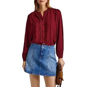Pepe Jeans Women's Galena Blouse, Red (Burgundy), XS