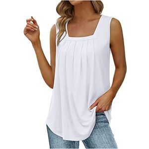 HAOLEI Tank Tops Women UK Sale Clearance,Ladies Sleeveless Summer Tops Loose Fit Square Neck T Shirts Pleated Camis Shirt Solid Tank Top Casual Flared Blouses Tunics Camisole Gym Vest Tops Size 8-16