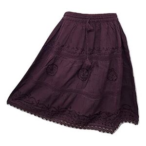 Doorwaytofashion Cotton Summer Skirt Midi Boho Hippie Crochet Lace Tiered One Size 10 12 14 16 18 (Chocolate)