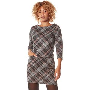 Roman Originals Shift Dress for Women UK - Ladies Print Winter Smart Work Office Casual Formal Party Comfortable Tunic 3/4 Sleeve Knee Length Plaid Smock - Pink - Size 20