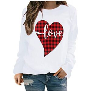 HAOLEI Valentines Day Jumpers for Women UK Clearance Ladies Valentines Day Plaid Heart Printed Soft Sweatshirts Long Sleeve Casual Comfy Pullover Loose Crew Neck Sweater Tops