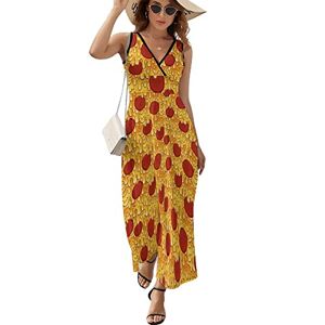 Rivngjde9438 Pepperoni Pizza Maxi Dress for Women Sleeveless Long Summer Dresses Beach Dresses A Line L