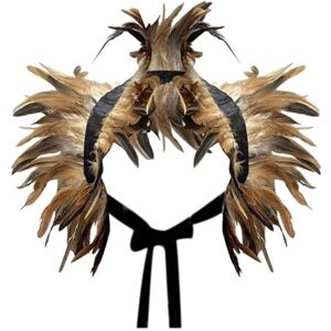 KBOPLEMQ Feather Cape, Feather Shrug Scarf, Feather Collar, Black Costume, Women's Gothic Feather Skirt, Peacock Costume for Carnival, Black Maleficent Costume with Feather Cuffs