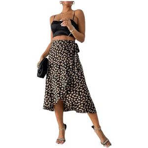 FXSMCXJ Satin Skirt Women's Casual Print Long Skirt High Waist Split Skirts Summer-black-xl