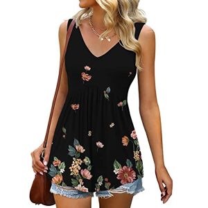 AMhomely Shirts for Women Sleeveless Summer Tops Tunic Loose Fitting V Neck Shirts Blouses Undershirts Tanks Top Lightweight Vest Tank Tops, 02 Black