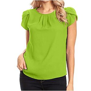 Summer Tops For Women Uk 0424a112 Ladies Tops Business Casual Tops for Women Casual Round Neck Basic Pleated Top Cap Sleeve Curved Keyhole Back Blouse Sales Clearance Size 6-18