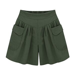 Women Summer Loose Casual Shorts Culottes Elastic Waist Wide Leg Shorts with Pockets(UK 10/Tag L) Army Green