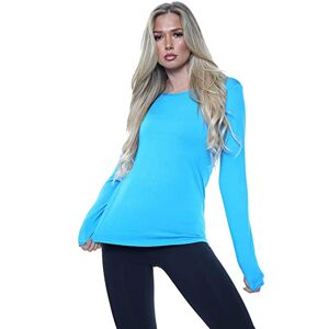 Nathnic&#174; Women Ladies Long Sleeve Round Neck Plain Top Stretchy Casual Summer T-Shirts Basic Slim fit Tee Tops (Turq, 16-18)