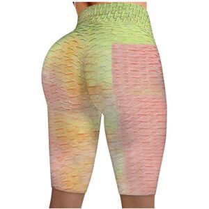 Janly Clearance Sale Womens Legging, Women Wrinkled Tie-dye Leggings Stretch Running Fitness Yoga Pants Biker Shorts for Summer Holiday