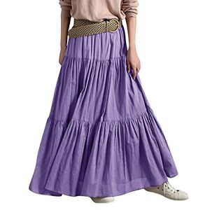 WLHBF Sale Clearance Women Long Lightweight Layered Skirt High Waist Pleated A Line Swing Skirt Casual Skirt (Purple, S)