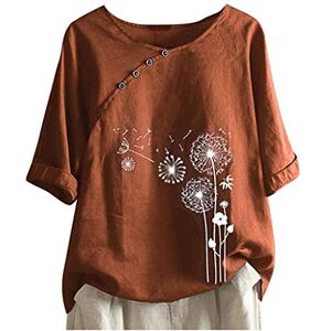 Rikay Summer Linen Tops for Women UK, Bohemian Boho Tops Short Sleeve Linen Tops Crewneck Blouse Oversized Shirts Loose Plus Size Tunic Tops Casual Solid Elegant Baggy Tshirt