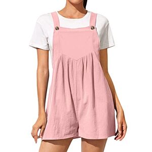 YILEEGOO Jumpsuit for Women Elegant Short Jumpsuit Wide Leg Jumpsuit with Pockets Women's Dungarees Summer Loose Casual Sleeveless Overall Short Jumpsuit Playsuit Travel Jumpsuits (C-Pink, L)