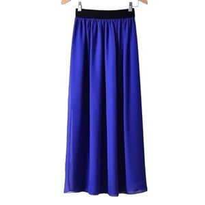 Leensy Women’s Chiffon Retro Long Maxi Skirt Gradient Beach Full/Ankle Length Skirt Elastic Pleated Retro Maxi Chiffon Long Skirt (UK, Alpha, M, L, Regular, Regular, Royal Blue)