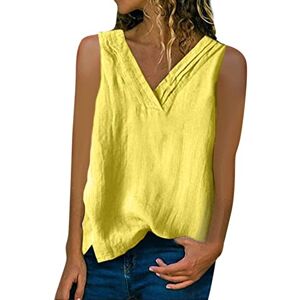 Summer Tops For Women Uk 0414a3334 Summer Tops for Women UK Sales Linen Shirts Summer Flowy Tank Vest Women UK Size 20 Plain V Neck -Like Sleeveless Top Imitation Hemp Tops Shirt Casual Tee Top Bohemian Yellow Clearance Size 8-18