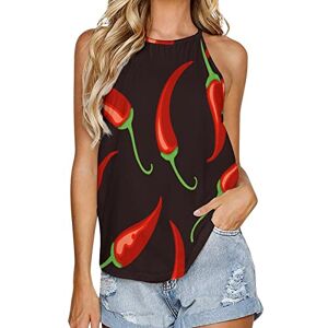 Generic041 Red Pepper Fashion Tank Top for Women Summer Crew Neck T Shirts Sleeveless Yoga Blouse Tee L