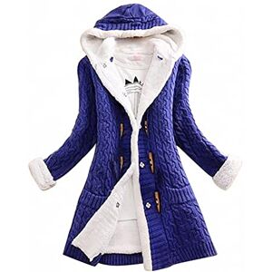 Buetory Women Heavyweight Hooded Sweater Cardigan Casual Winter Warm Sherpa Fleece Lined Cashmere Thermal Plush Coat Outwear(Blue,3X-Large)