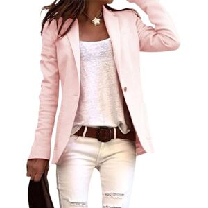 Laxhair Soft and Comfortable Women's Solid Blazer Jacket for Casual Business Office Work Party Daily Life Light Pink S