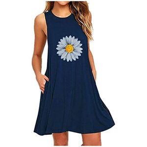 Janly Clearance Sale Dress for Women, Fashion Womens Pocket Daisy Printing Sleeveless A-Line Casual Nightdress Dresses for Holiday