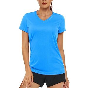 MAGCOMSEN Ladies V Neck T-Shirt Quick Dry Short Sleeve Sports Summer Tops Lightweight Breathable Tee Shirts