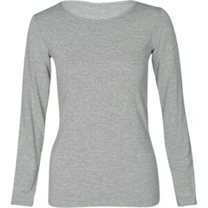 New Ladies Long Sleeve Round Neck Plain Basic Women's Stretch T-Shirt (Gray, 14)