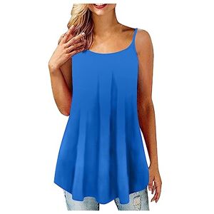 Summer Deals Women Tank Top Sleeveless Cami Camisole Tops Flowy Pleated Tops Ladies Vest Tops Casual Loose Crew Neck Summer T-Shirts Blouses Tunics Solid Color Basic Tanks UK UK Size S-4XL