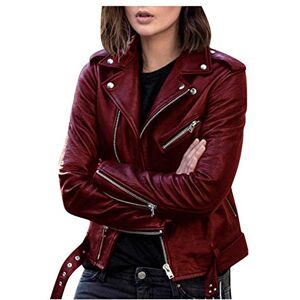 Generic Warm Coats Women's Cool Faux Leather Jacket Long Sleeve Zipper Fitted Coat Fall Short Jacket Light Jackets for Summer Baggy Jackets for Women Loose Fit