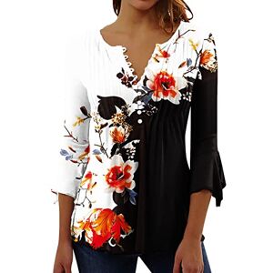 Clearance!Hot Sale!Cheap! Womens 3/4 Sleeve Tops 2023 Pleated Front Ladies Chiffon Tops V Neck Swing T-Shirts Summer Tunic Blouse UK Sale Clearance Floral Tee Shirts