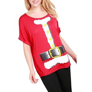 Fashion Star Women Santa Gifts Snowflakes Xmas Baggy T Shirt Santa Costume Red Plus Size (UK 20/22)