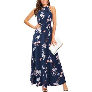 STYLEWORD Women's Floral Print Sleeveless Off Shoulder Elegant Summer Dress Ladies Halter Neck Maxi Long Dress(Floral-54,S)