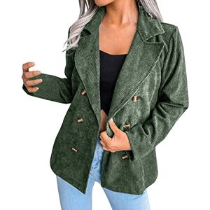 Generic Womens Corduroy Jackets Formal Casual Business Office Work Blazers Double Breasted Long Sleeve Lapel Collar Open Front Smart Casual Suit Jackets Blazers Stylish Autumn Cord Shirts Jacket Army Green