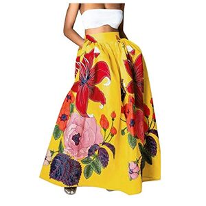 Janly Clearance Sale Womens Summer Dress, Women Bohemian Floral Print Skirt High Waist Party Beach Pocket Long Maxi Skirt for Holiday