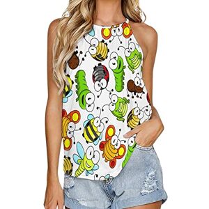 Generic041 Funny Butterflies Bees Ladybugs Insects Fashion Tank Top for Women Summer Crew Neck T Shirts Sleeveless Yoga Blouse Tee L