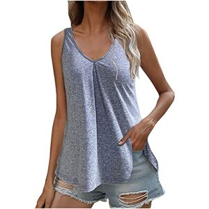 Haolei Summer Sleeveless Shirts Womens 2022 New UK Oversized Shirts Solid Extended Shoulder Tshirt Hanky Hem Tops Neck Ladies Basic Longline T Shirts Summer Tunic Blouse Gray S