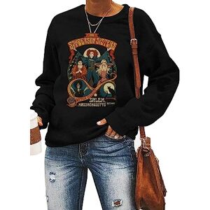 Ykomow Sanderson Witch Museum Sweatshirt Womens Funny Halloween Pullovers Hocus Pocus Blouse Tops (Black-B, L)