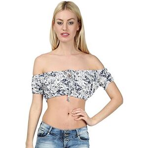 Be Jealous Fashion Star Womens Ruched Cap Sleeve Bardot Off Shoulder Knot Front Bandeau Crop Top