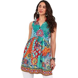 Joe Browns Women's Statement Collar Button Front Sleeveless Tunic Dress, 10, Multi